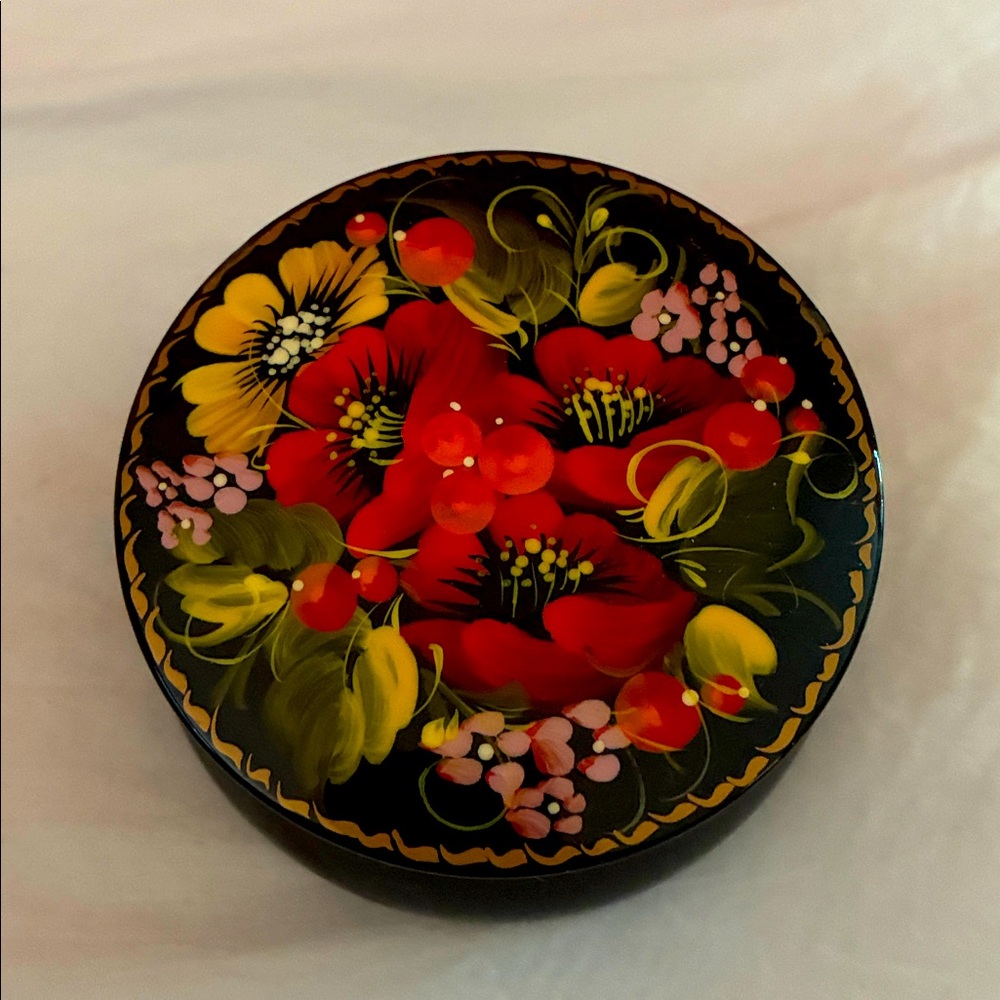 Slavic traditional Elegant Black and Gold Jewelry Box